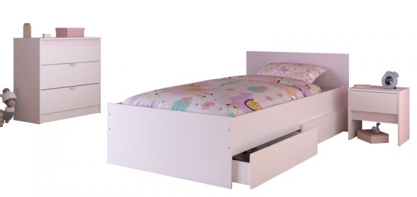 Parisot Kinder- und Jugendzimmer Pirouette26 in wei� mit grau oder rosa Komplett-Set 3-teilig