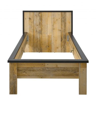 Bett Stove in Used Wood hell und anthrazit Einzelbett Liegefl�che 90 x 200 cm