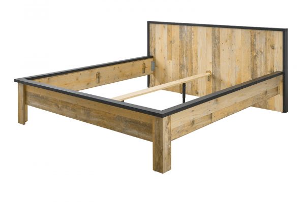 Bett Stove in Used Wood hell und anthrazit Doppelbett Liegefl�che 180 x 200 cm