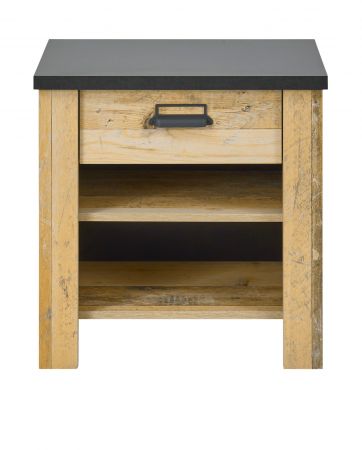 Nachttisch Stove in Used Wood hell und anthrazit Nachtkommode mit Schubkasten in Komforth�he 60 x 61