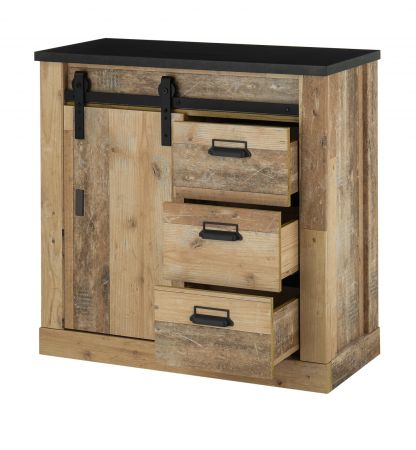 Kommode Stove in Used Wood hell und anthrazit Sideboard 93 x 91 cm