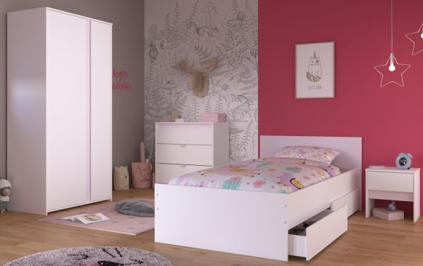 Parisot Kinder- und Jugendzimmer Pirouette22 in wei� mit grau oder rosa Komplett-Set 4-teilig