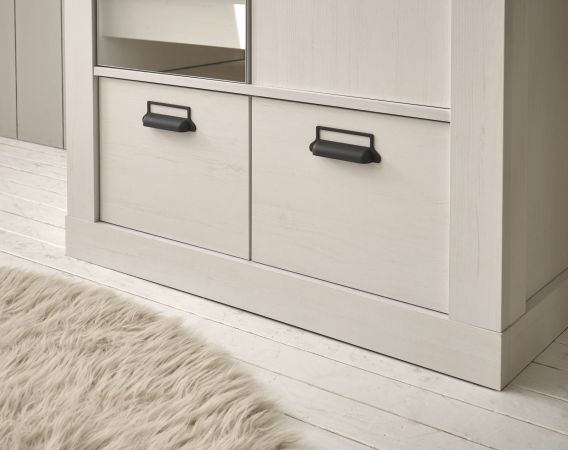 Kleiderschrank Stove in wei� Pinie und anthrazit Landhaus Dreht�renschrank 2-t�rig mit Spiegel 93 x 209 cm