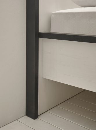 Bett Stove in wei� Pinie und anthrazit Landhaus Einzelbett Liegefl�che 90 x 200 cm