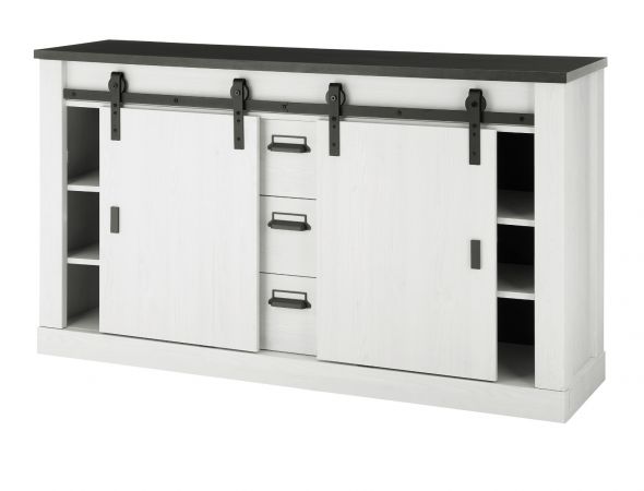 Sideboard Stove in wei� Pinie und anthrazit Landhaus Kommode 162 x 91 cm