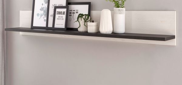 Wandboard Stove in wei� Pinie und anthrazit Landhaus Wandregal 160 cm