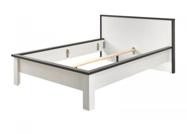 Schlafzimmer Set 3-teilig Stove in wei� Pinie Landhaus mit Einzelbett Liegefl�che 140 x 200 cm und 2 x Nachttisch