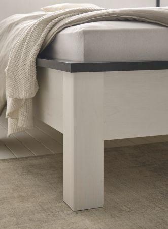 Schlafzimmer Set 4-teilig Stove in wei� Pinie Landhaus mit Bett, Kleiderschrank, Nachttisch und Kommode