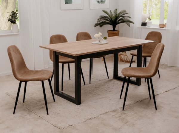 4 x Stuhl Lenja in braun Cord und schwarz 4-Fu�stuhl K�chen- und Esszimmerstuhl 4er Set