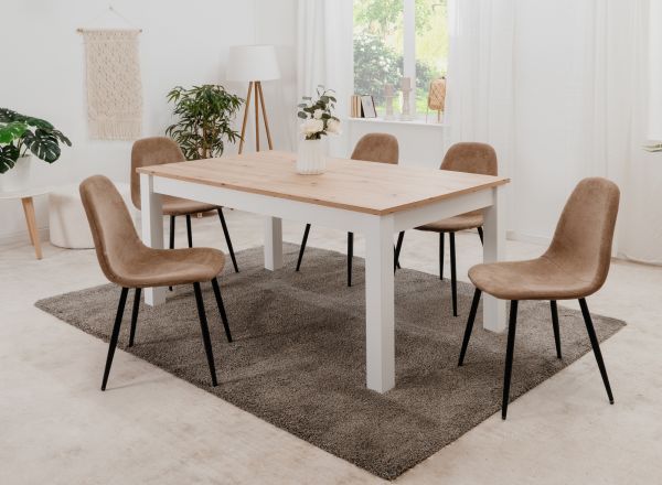 4 x Stuhl Lenja in braun Cord und schwarz 4-Fu�stuhl K�chen- und Esszimmerstuhl 4er Set