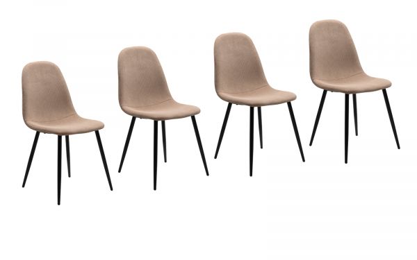 4 x Stuhl Lenja in braun Cord und schwarz 4-Fu�stuhl K�chen- und Esszimmerstuhl 4er Set