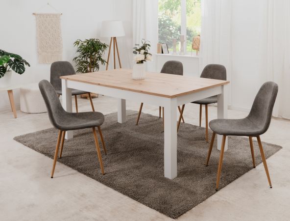 4 x Stuhl Lenja in grau Cord 4-Fu�stuhl K�chen- und Esszimmerstuhl 4er Set