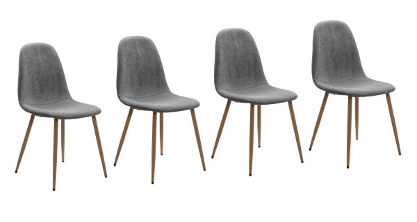 4 x Stuhl Lenja in grau Cord 4-Fu�stuhl K�chen- und Esszimmerstuhl 4er Set