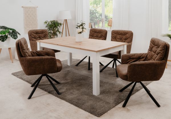 2 x Stuhl Milos in braun Leder-Optik 180� drehbar K�chen- und Esszimmerstuhl 2er Set