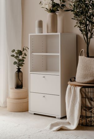 Regalschrank Fidan in wei� Regal mit 2x Schubkasten 46 x 97 cm