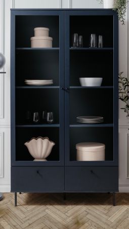 Vitrine Barina in blau Wohn- und Esszimmer Vitrinenschrank 100 x 183 cm