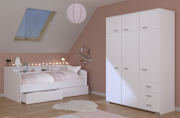 Parisot Kinder- und Jugendzimmer Sleep43 in wei� Komplett-Set 2-teilig mit Stauraumbett und Kleiderschrank
