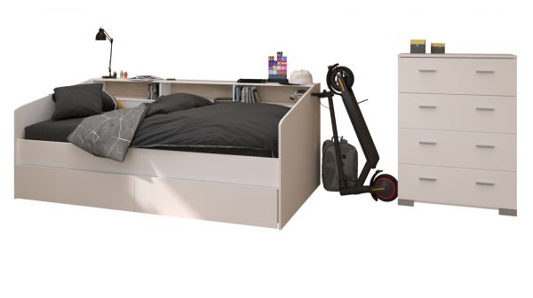 Parisot Kinder- und Jugendzimmer Sleep45 in wei� Komplett-Set 2-teilig mit Stauraumbett und Kommode