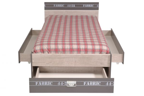 Parisot Kinder- und Jugendzimmer Fabric1 in Esche grau Set 4-teilig mit Stauraumbett, Kleiderschrank, Kommode und Nachttisch