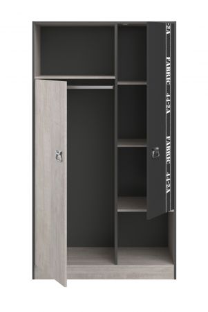 Parisot Kinder- und Jugendzimmer Fabric1 in Esche grau Set 4-teilig mit Stauraumbett, Kleiderschrank, Kommode und Nachttisch