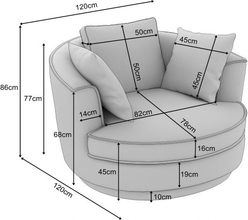 Drehsessel Comfy in wollwei� Mega Cord XL, Loveseat 360� inklusive 3x Kissen
