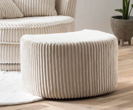 Drehsessel Comfy in wollwei� Mega Cord XL, Loveseat 360� inklusive 3x Kissen