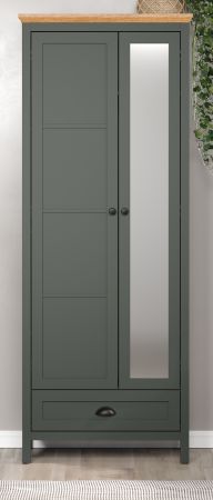 Garderobenschrank Meadow in gr�n und Evoke Eiche Landhaus Garderobe mit Spiegel 77 x 198 cm