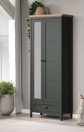 Garderobenschrank Meadow in gr�n und Evoke Eiche Landhaus Garderobe mit Spiegel 77 x 198 cm