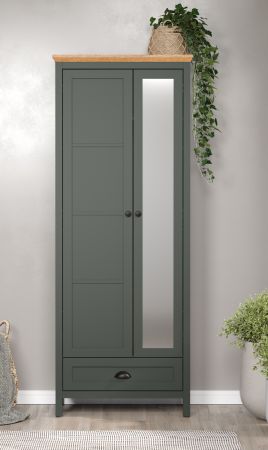 Garderobenschrank Meadow in gr�n und Evoke Eiche Landhaus Garderobe mit Spiegel 77 x 198 cm