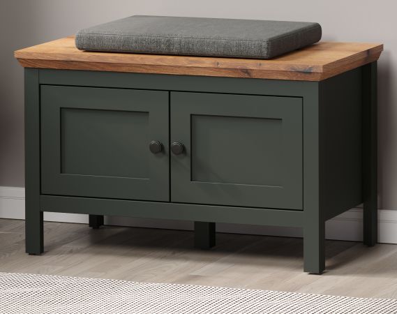 Garderobe Sitzbank Meadow in gr�n und Evoke Eiche Landhaus Garderobenbank und Schuhschrank 77 x 48 cm