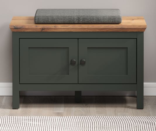 Garderobe Sitzbank Meadow in gr�n und Evoke Eiche Landhaus Garderobenbank und Schuhschrank 77 x 48 cm