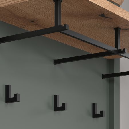 Garderobenpaneel Meadow in gr�n und Evoke Eiche Landhaus Wandgarderobe 77 x 123 cm