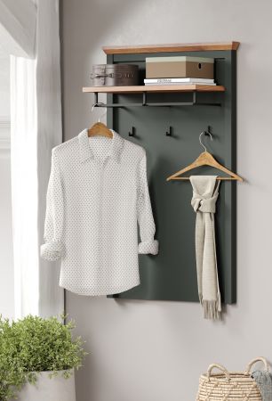 Garderobenpaneel Meadow in gr�n und Evoke Eiche Landhaus Wandgarderobe 77 x 123 cm