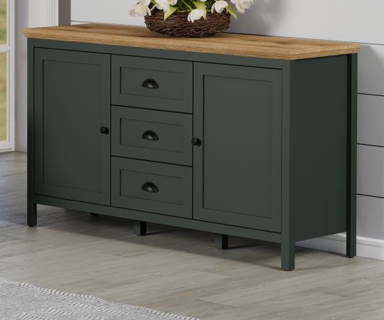 Sideboard Meadow in gr�n und Evoke Eiche Landhaus Wohn- und Esszimmer Kommode 146 x 86 cm