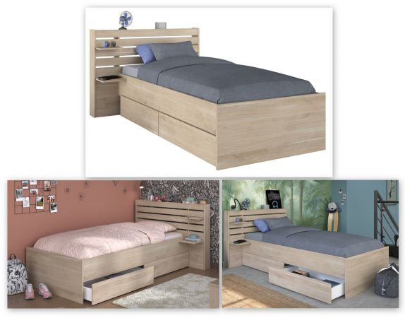 Parisot Kinder- und Jugendzimmer Stauraumbett Escale1 in Eiche japanisch Bett Liegefl�che 90 x 200 cm