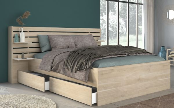 Parisot Stauraumbett Escale2 in Eiche japanisch Bett Liegefl�che 140 x 200 cm