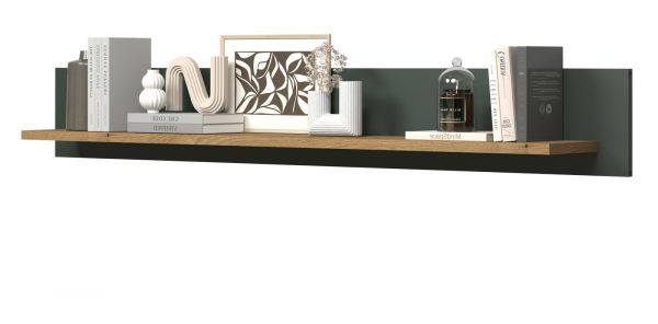 Wandboard Meadow in gr�n und Evoke Eiche Landhaus Wohn- und Esszimmer Wandregal 156 cm