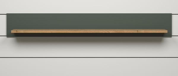 Wandboard Meadow in gr�n und Evoke Eiche Landhaus Wohn- und Esszimmer Wandregal 156 cm