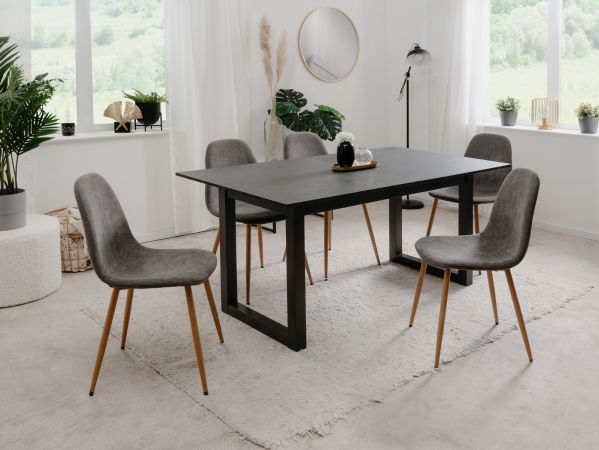 Esstisch Visby in Schiefer dunkel grau K�chentisch ausziehbar 160 / 200 x 90 cm
