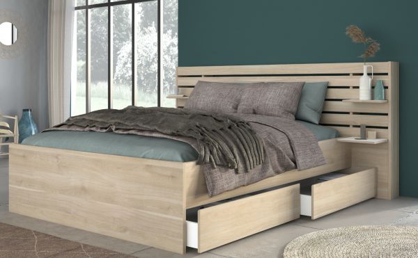 Parisot Stauraumbett Escale3 in Eiche japanisch Bett Liegefl�che 160 x 200 cm