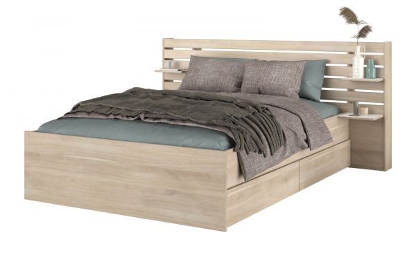 Parisot Stauraumbett Escale3 in Eiche japanisch Bett Liegefl�che 160 x 200 cm