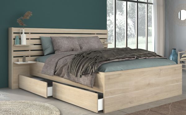 Parisot Stauraumbett Escale3 in Eiche japanisch Bett Liegefl�che 160 x 200 cm