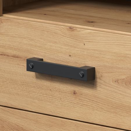 Badezimmer Hochschrank Jorik in Artisan Eiche und Matera grau Badschrank 53 x 196 cm