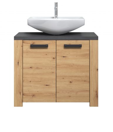 Waschbeckenunterschrank Jorik in Artisan Eiche und Matera grau Badezimmer Unterschrank 79 x 67 cm