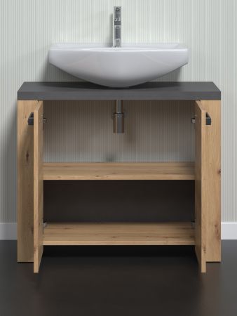 Waschbeckenunterschrank Jorik in Artisan Eiche und Matera grau Badezimmer Unterschrank 79 x 67 cm