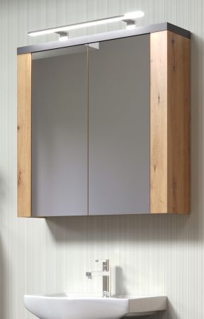 Badezimmer Spiegelschrank Jorik in Artisan Eiche und Grau, Badschrank 2-t�rig 79 x 78 cm