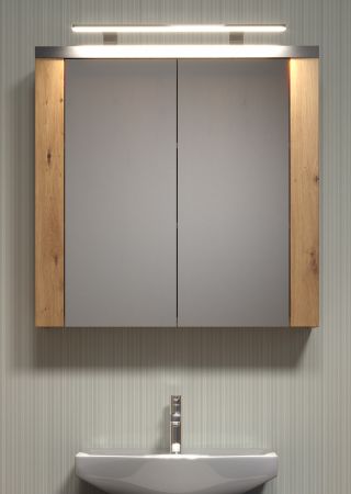 Badezimmer Spiegelschrank Jorik in Artisan Eiche und Grau, Badschrank 2-t�rig 79 x 78 cm