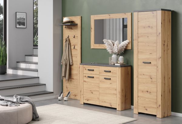 Garderobenschrank Follow in Artisan Eiche und Matera grau Flur Garderobe 62 x 199 cm