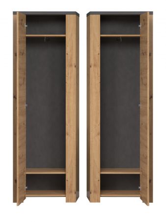Garderobenschrank Follow in Artisan Eiche und Matera grau Flur Garderobe 62 x 199 cm