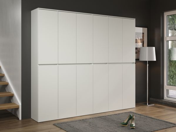 Garderobenschrank Metro in Wei�, 12-t�riger Schuhschrank 222 x 191 cm